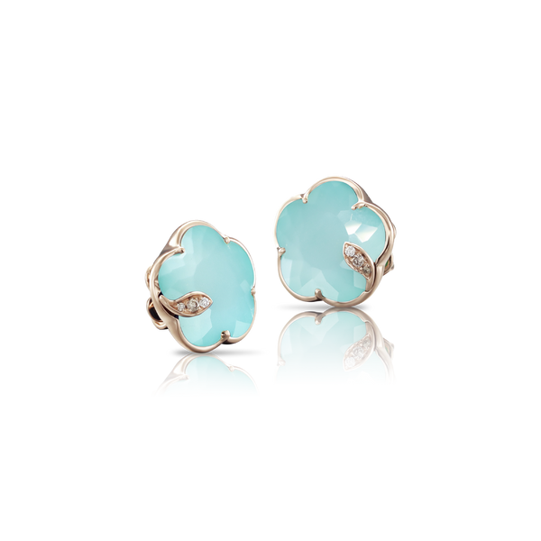 EARRINGS PETIT JOLI IN GOLD WITH TURQUOISE DOUBLET