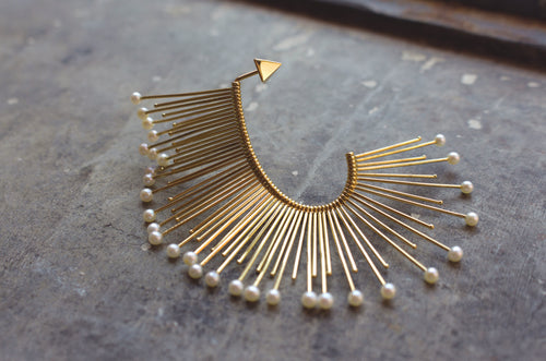 SINGLE EARRING SLIDE PEARLS IN GOLD