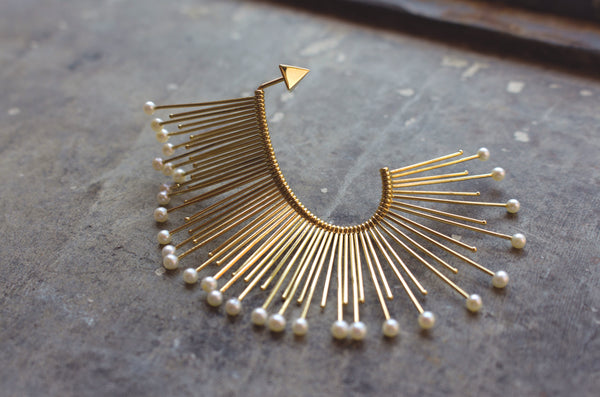 SINGLE EARRING SLIDE PEARLS IN GOLD