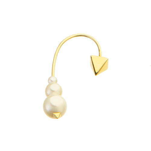 SINGLE EARRING SQUARE PEARLS IN GOLD