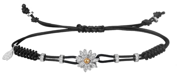 BRACELET WITH DAISY IN GOLD AND DIAMONDS