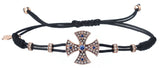 BRACELET WITH TEMPLAR CROSS IN GOLD WITH DIAMONDS AND BLUE SAPPHIRES