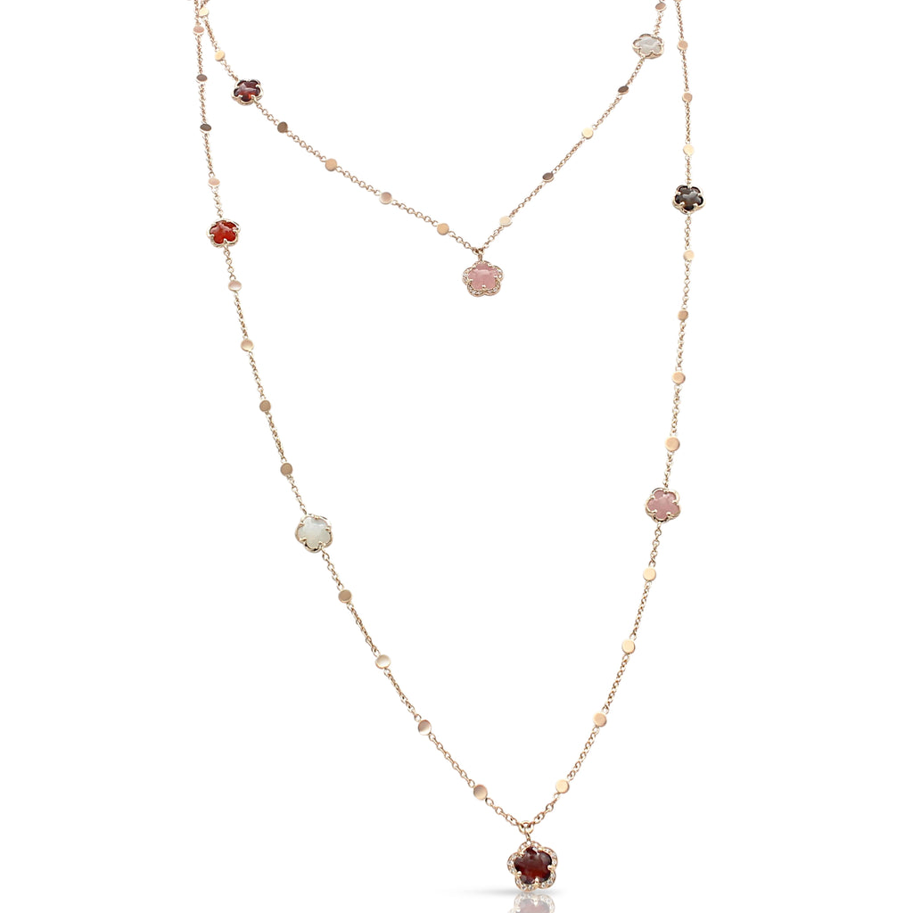 NECKLACE FIGLIA DEI FIORI IN GOLD SEMIPRECIOUS GEMS AND DIAMONDS