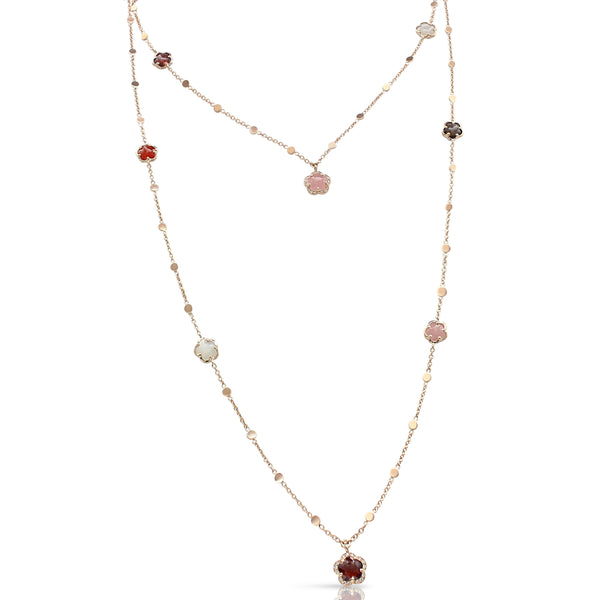 NECKLACE FIGLIA DEI FIORI IN GOLD SEMIPRECIOUS GEMS AND DIAMONDS