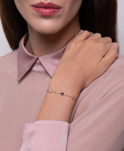 BRACELET FIGLIA DEI FIORI IN GOLD SEMIPRECIOUS GEMS AND DIAMONDS