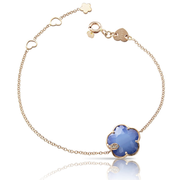 BRACELET PETIT JOLI IN GOLD WHITE AGATE+LAPIS AND DIAMONDS