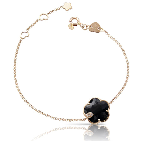 BRACELET PETIT JOLI IN GOLD WHITE AGATE AND DIAMONDS