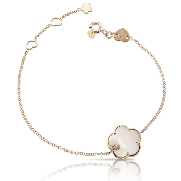 BRACELET PETIT JOLI IN GOLD WHITE AGATE AND DIAMONDS