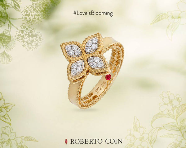 RING PRINCESS FLOWER IN GOLD WITH DIAMONDS