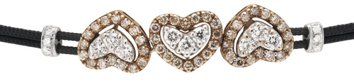 BRACELET WITH 3 HEARTS IN GOLD AND DIAMONDS