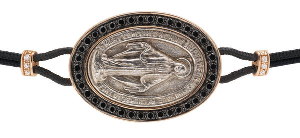 BRACELET WITH THE HOLY VIRGIN IN GOLD AND BLACK DIAMONDS