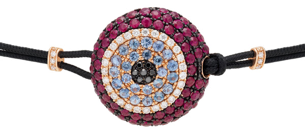 BRACELET WITH EVIL EYE IN GOLD WITH RUBIES