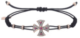 BRACELET WITH TEMPLAR CROSS IN GOLD WITH DIAMONDS AND RUBIES