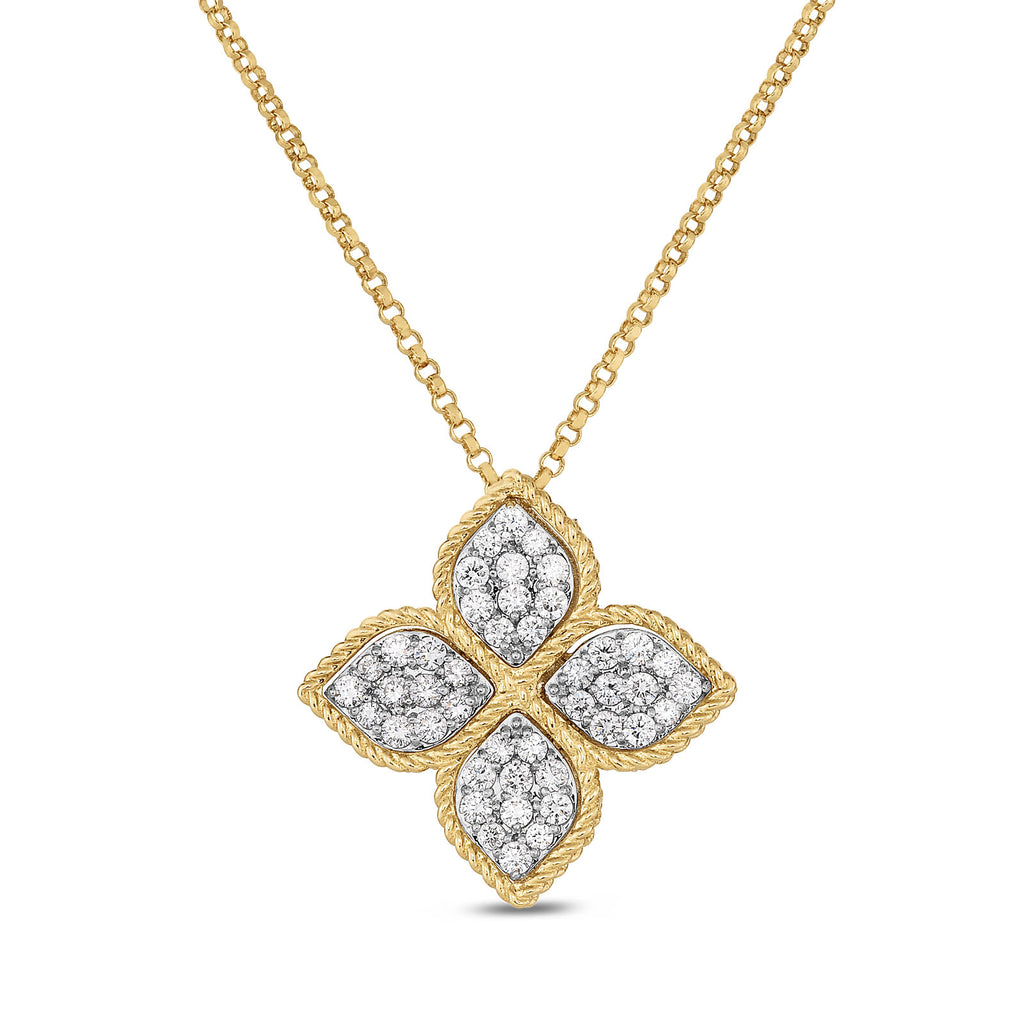 NECKLACE PRINCESS FLOWER IN GOLD WITH DIAMONDS