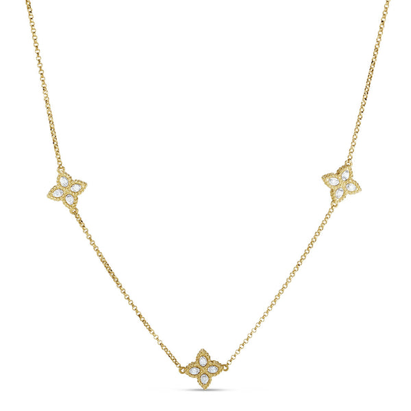 NECKLACE PRINCESS FLOWER IN GOLD WITH DIAMONDS