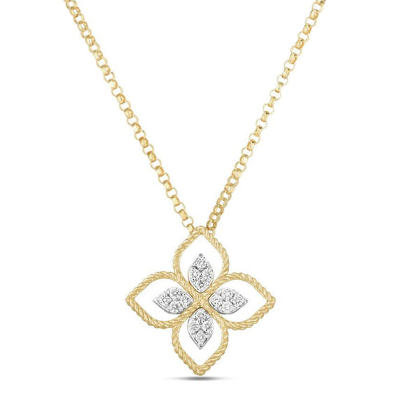 NECKLACE PRINCESS FLOWER IN GOLD WITH DIAMONDS