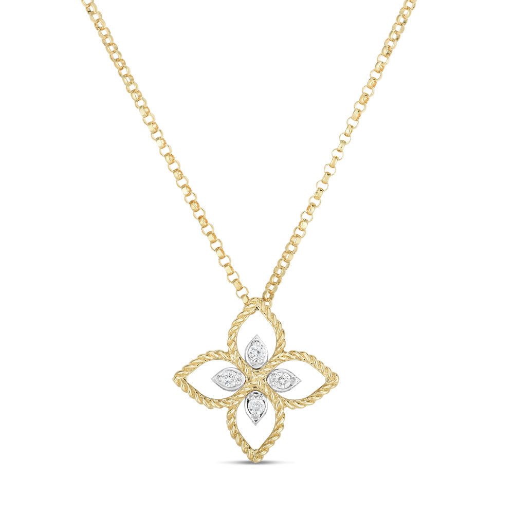 NECKLACE PRINCESS FLOWER IN GOLD WITH DIAMONDS