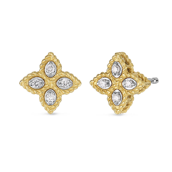 EARRINGS PRINCESS FLOWER IN GOLD WITH DIAMONDS