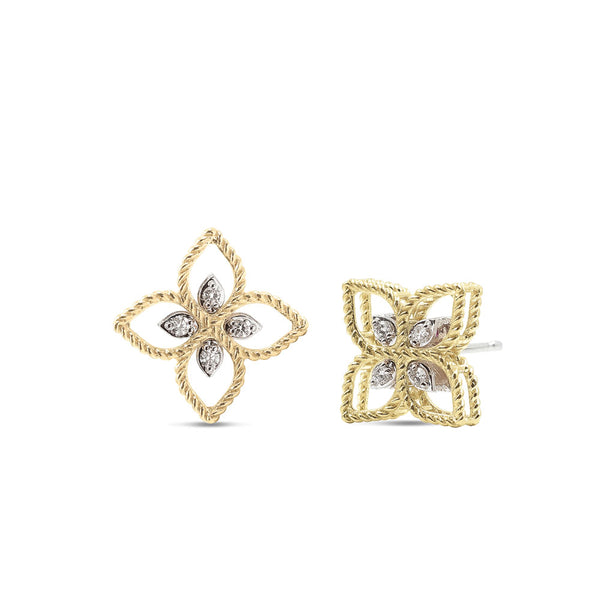 EARRINGS PRINCESS FLOWER IN GOLD WITH DIAMONDS