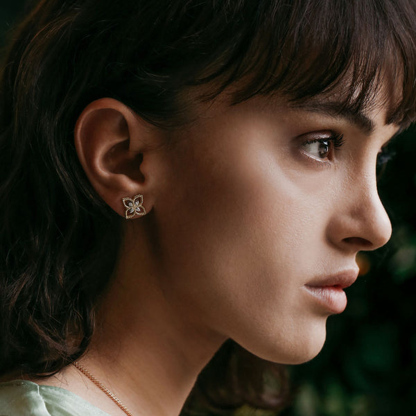 EARRINGS PRINCESS FLOWER IN GOLD WITH DIAMONDS