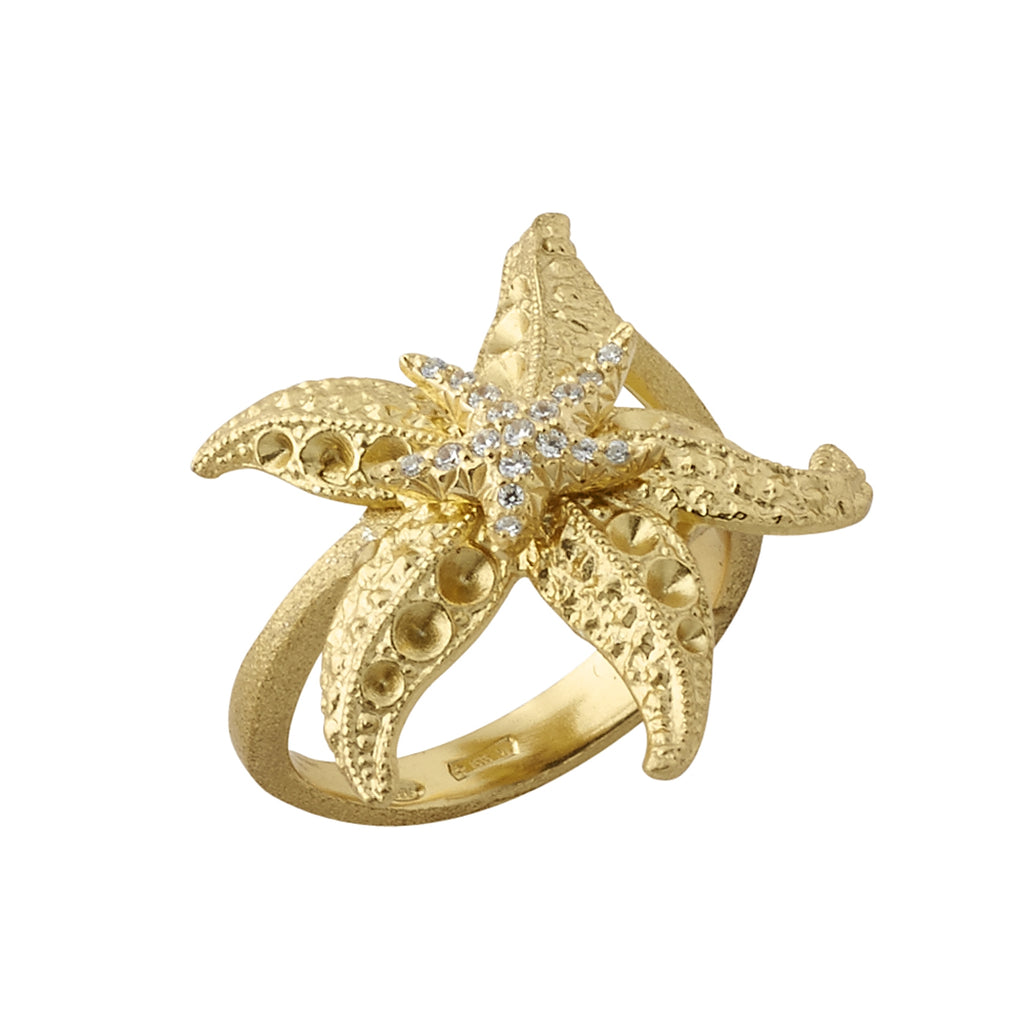 STARFISH RING IN SILVER WITH ZIRCONS