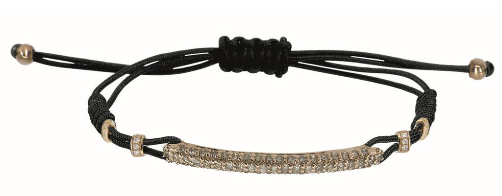 BRACELET WITH ROUNDED BAR IN GOLD AND DIAMONDS
