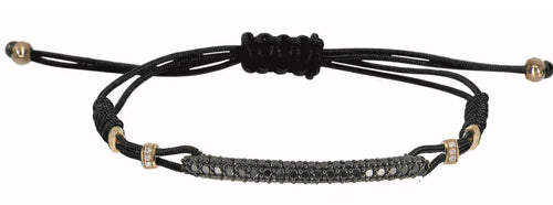 BRACELET WITH ROUNDED BAR IN GOLD AND BLACK DIAMONDS