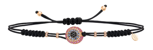 BRACELET WITH EVIL EYE IN GOLD WITH PINK SAPPHIRES