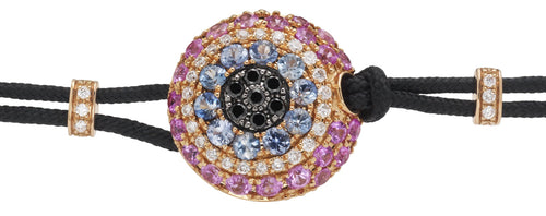 BRACELET WITH EVIL EYE IN GOLD WITH PINK SAPPHIRES