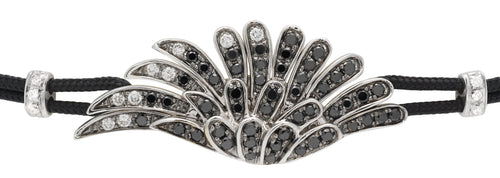 BRACELET WITH ANGEL WING IN GOLD AND BLACK DIAMONDS