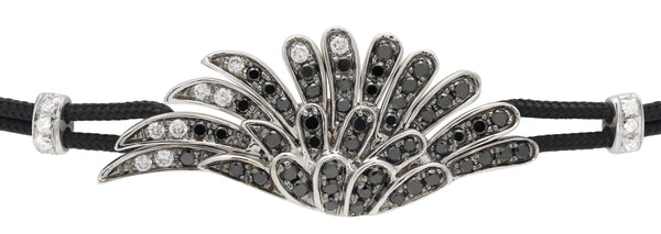 BRACELET WITH ANGEL WING IN GOLD AND BLACK DIAMONDS