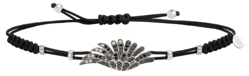 BRACELET WITH ANGEL WING IN GOLD AND BLACK DIAMONDS
