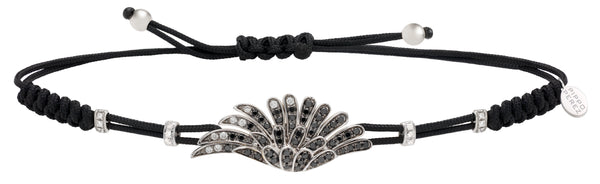 BRACELET WITH ANGEL WING IN GOLD AND BLACK DIAMONDS