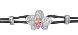 BRACELET WITH ORCHID IN GOLD WITH DIAMONDS AND PINK SAPPHIRES