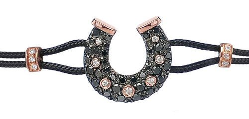 BRACELET WITH HORSESHOE IN GOLD AND BLACK DIAMONDS