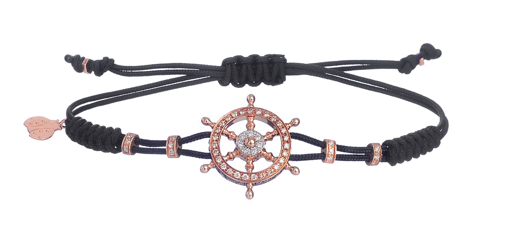 BRACELET WITH HELM IN GOLD AND BROWN,WHITE AND BLACK DIAMONDS