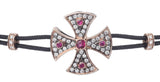 BRACELET WITH TEMPLAR CROSS IN GOLD WITH DIAMONDS AND RUBIES