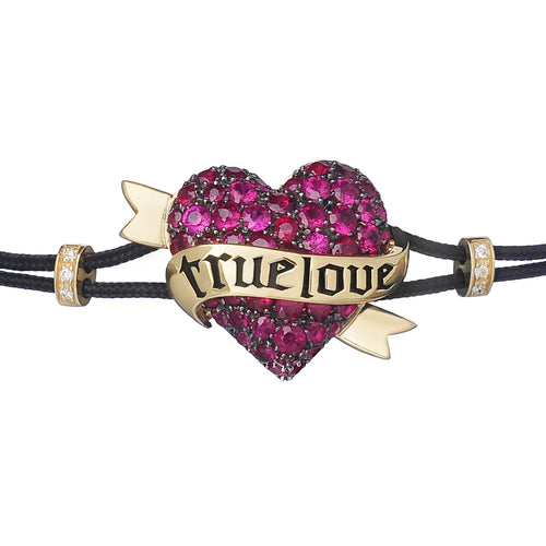 BRACELET WITH HEART IN GOLD WITH RUBIES