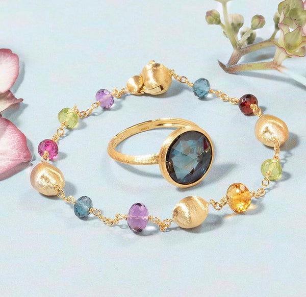RING JAIPUR IN GOLD WITH LONDON BLUE TOPAZ