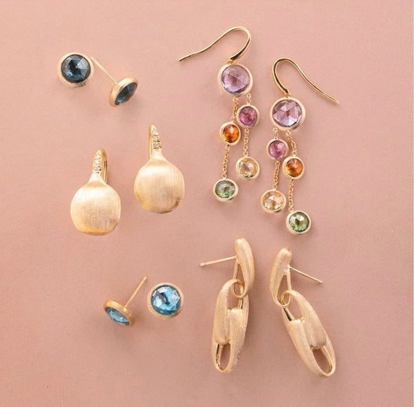 EARRINGS JAIPUR IN GOLD WITH BLUE TOPAZ
