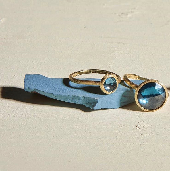 RING JAIPUR IN GOLD WITH LONDON BLUE TOPAZ