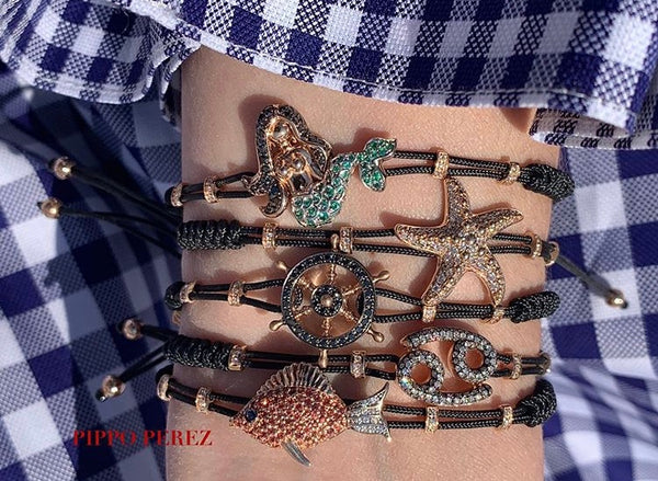 BRACELET WITH STARFISH IN GOLD AND DIAMONDS