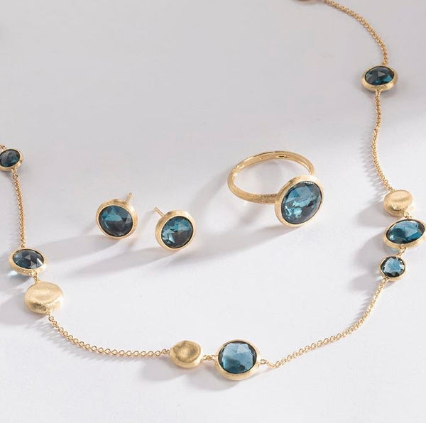 EARRINGS JAIPUR IN GOLD WITH LONDON BLUE TOPAZ