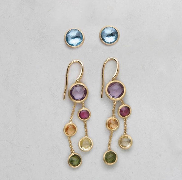 EARRINGS JAIPUR IN GOLD WITH BLUE TOPAZ
