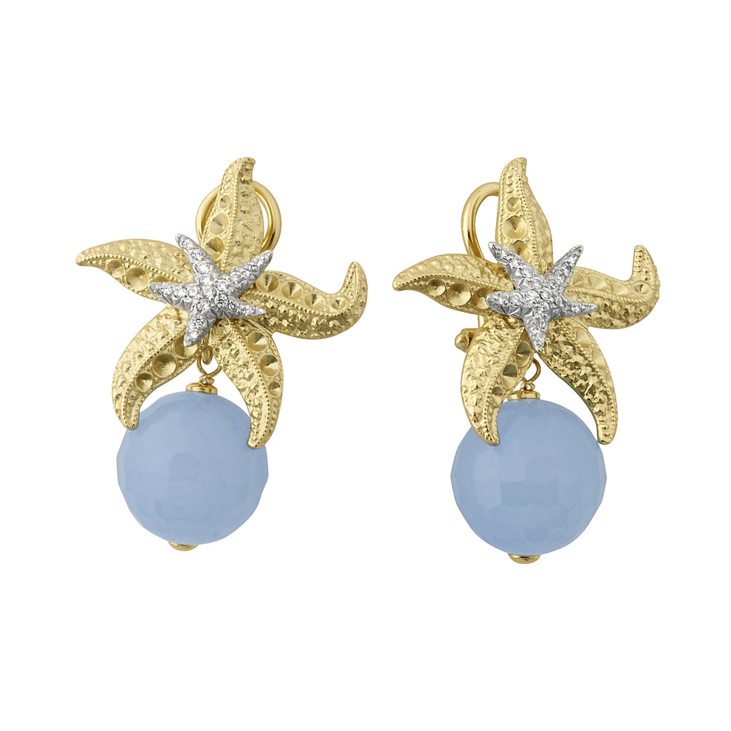 EARRINGS IN SILVER WITH CHALCEDONY