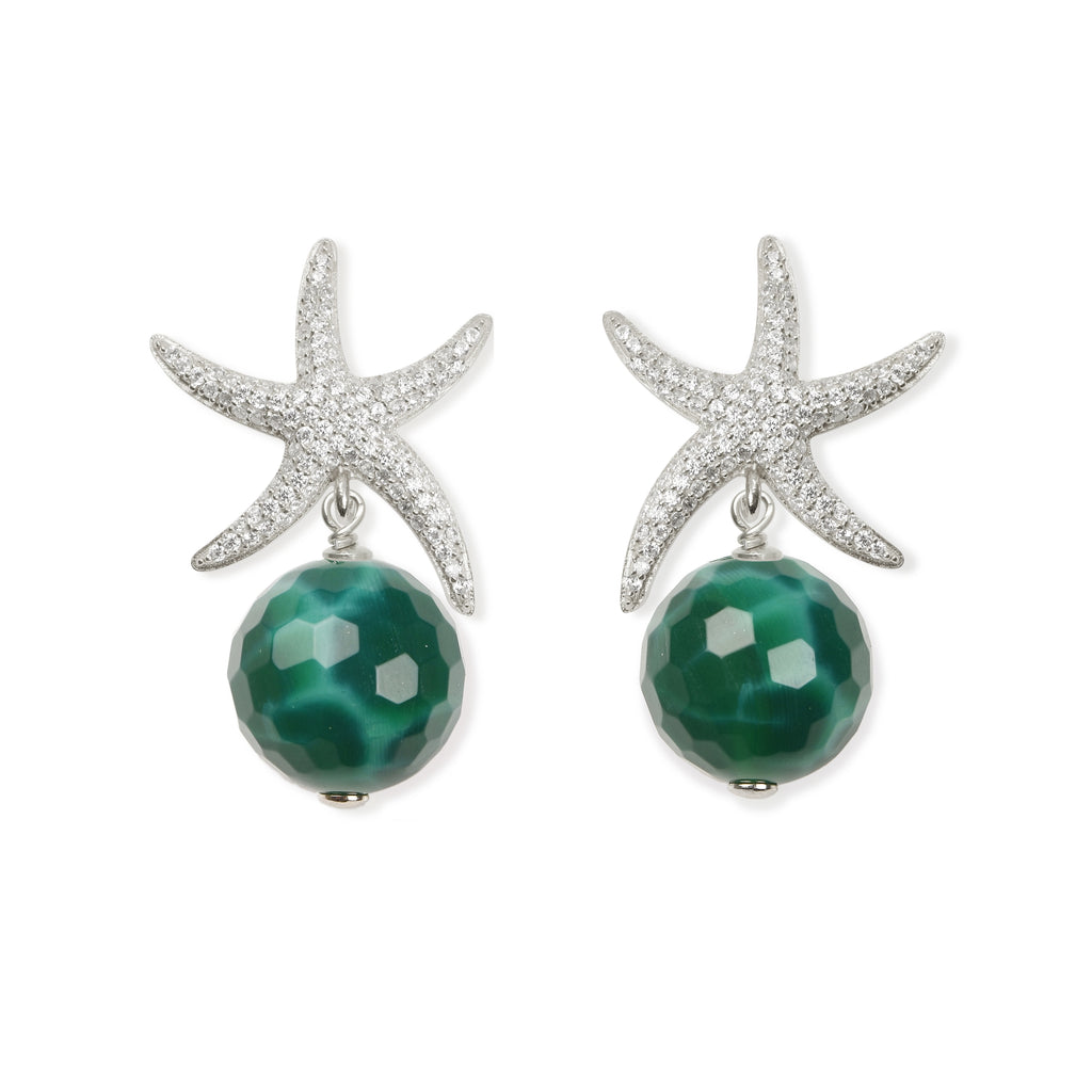 EARRINGS IN SILVER WITH AGATE