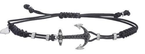 BRACELET WITH ANCHOR IN WHITE GOLD WITH BLACK AND WHITE DIAMONDS