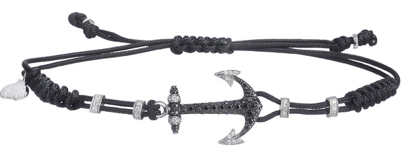 BRACELET WITH ANCHOR IN WHITE GOLD WITH BLACK AND WHITE DIAMONDS