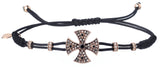 BRACELET WITH TEMPLAR CROSS IN GOLD WITH WHITE AND BLACK DIAMONDS