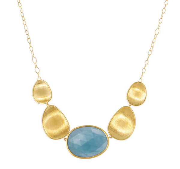 NECKLACE IN GOLD WITH AQUAMARINE